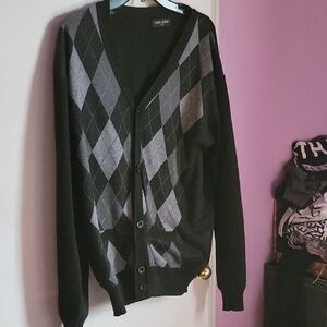Van Heusen Black Argyle Cardigan